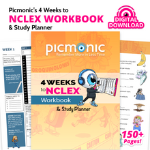 Picmonic's Complete Nursing School Study Bundle Digital Download: 4 Weeks to NCLEX® Workbook & Study Planner, 70 Cheat Sheets for Nursing School, UNDATED Nursing Student Planner
