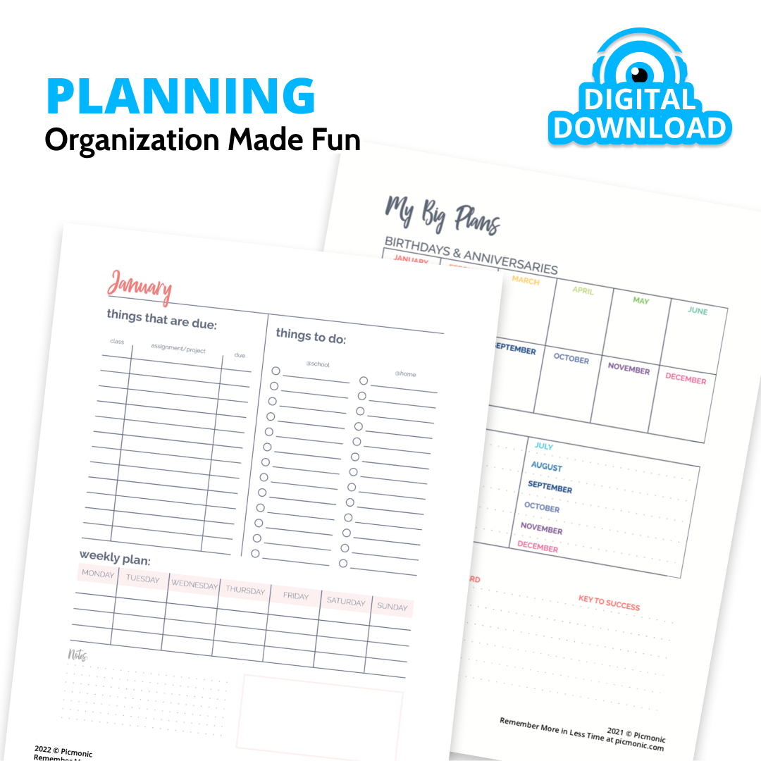 UNDATED Healthcare Student Planner, Goal Organizer, To-Do List and Cal –  Picmonic Inc