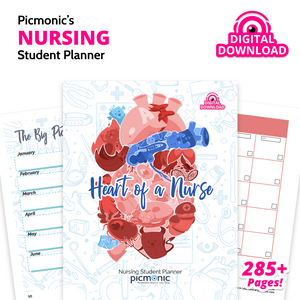 Picmonic's Complete Nursing School Study Bundle Digital Download: 4 Weeks to NCLEX® Workbook & Study Planner, 70 Cheat Sheets for Nursing School, UNDATED Nursing Student Planner