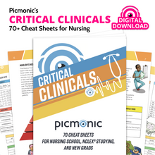 Critical Clinicals Digital Download: 70 Cheat Sheets for NP/Nursing School, NCLEX® Studying, and New Grads