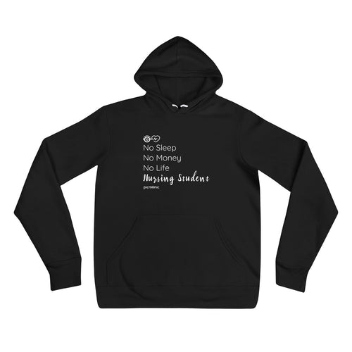 No Sleep. No Money. No Life. Nursing Student Picmonic Unisex Hoodie